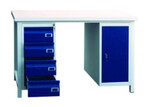 Stół warsztatowy SW-US /sklejka/   - szafka 4-szufladowa + szafka z półką