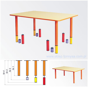 stół przedszkolny wielorozmiarowy